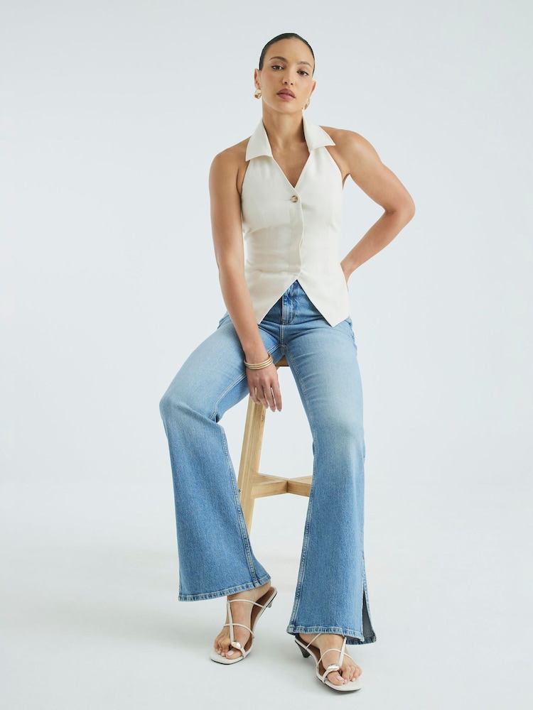 River Island Blue High Rise Flare Jeans - Image 1 of 4