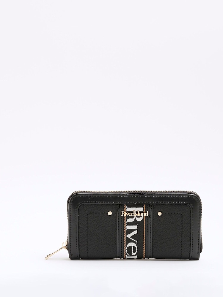 River Island Black Webbing Logo Purse - Image 1 of 5