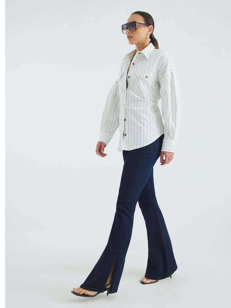 River Island Blue High Rise Flare Jeans - Image 2 of 4