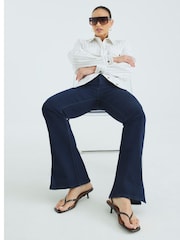 River Island Blue High Rise Flare Jeans - Image 3 of 4