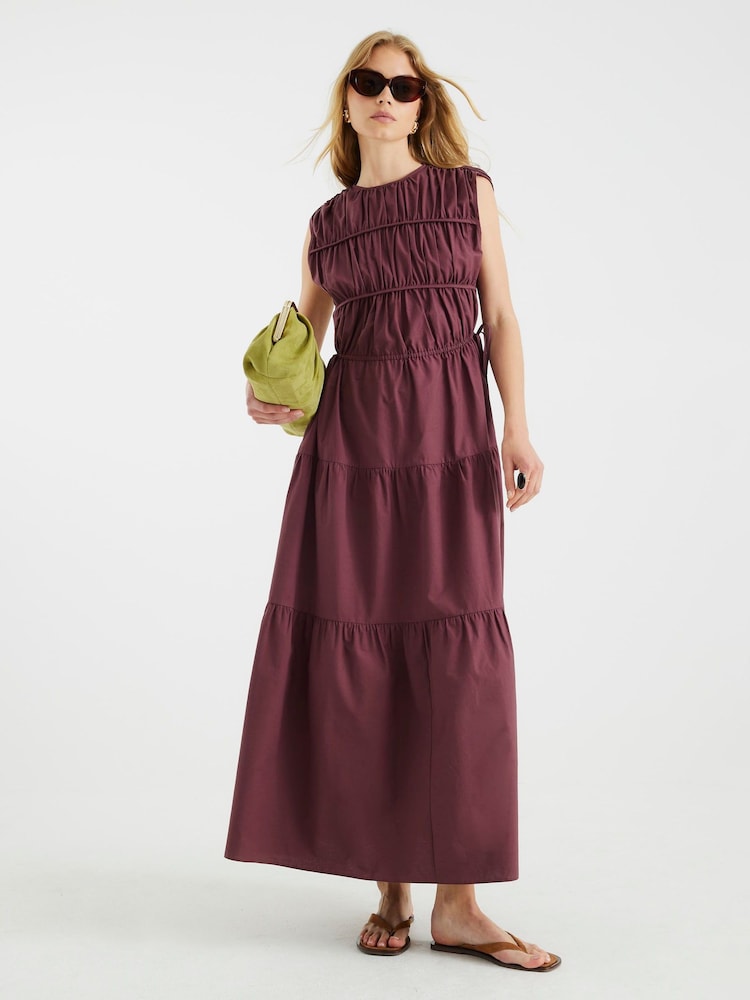 River Island Purple Draw String Tiered Maxi Dress - Image 1 of 4