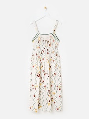 Oliver Bonas White Striped Tomato Print Strappy Midi Dress - Image 2 of 5