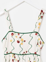 Oliver Bonas White Striped Tomato Print Strappy Midi Dress - Image 3 of 5