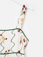 Oliver Bonas White Striped Tomato Print Strappy Midi Dress - Image 4 of 5