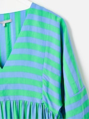 Oliver Bonas Blue Striped V-Neck Midi Dress - Image 5 of 7