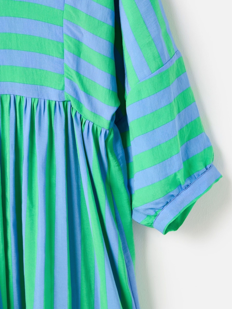 Oliver Bonas Blue Striped V-Neck Midi Dress - Image 7 of 7