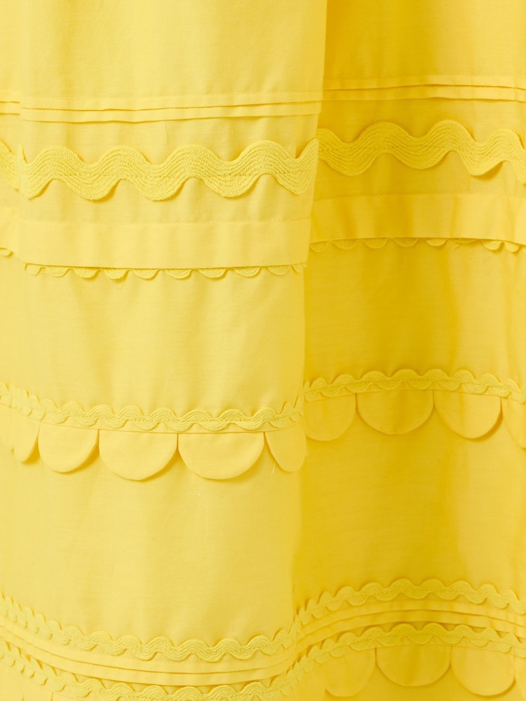 Oliver Bonas Yellow Scalloped Sleeveless Midi Dress - Image 7 of 7