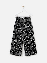 Oliver Bonas Black Spot Print Wide Leg Culotte Trousers - Image 1 of 5