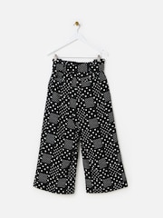 Oliver Bonas Black Spot Print Wide Leg Culotte Trousers - Image 2 of 5