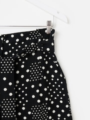 Oliver Bonas Black Spot Print Wide Leg Culotte Trousers - Image 4 of 5