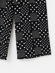 Oliver Bonas Black Spot Print Wide Leg Culotte Trousers - Image 5 of 5
