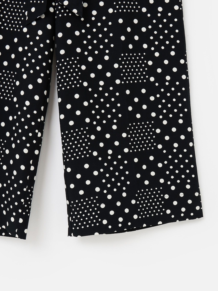 Oliver Bonas Black Spot Print Wide Leg Culotte Trousers - Image 5 of 5