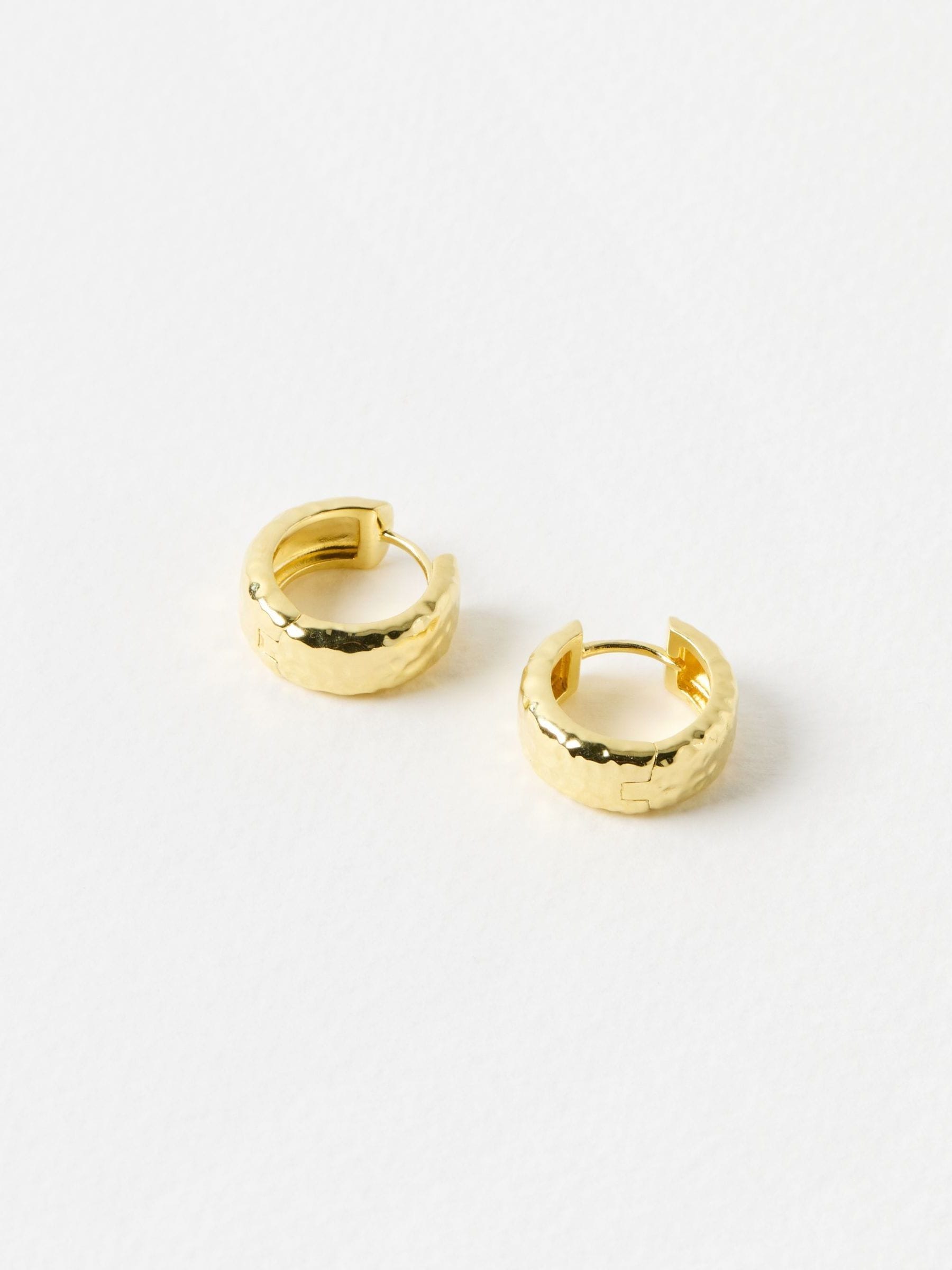 Oliver Bonas Gold Tone Dana Hammered Chunky Hoop Earrings