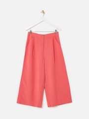Oliver Bonas Pink Cropped Wide Leg Trousers - Image 1 of 5