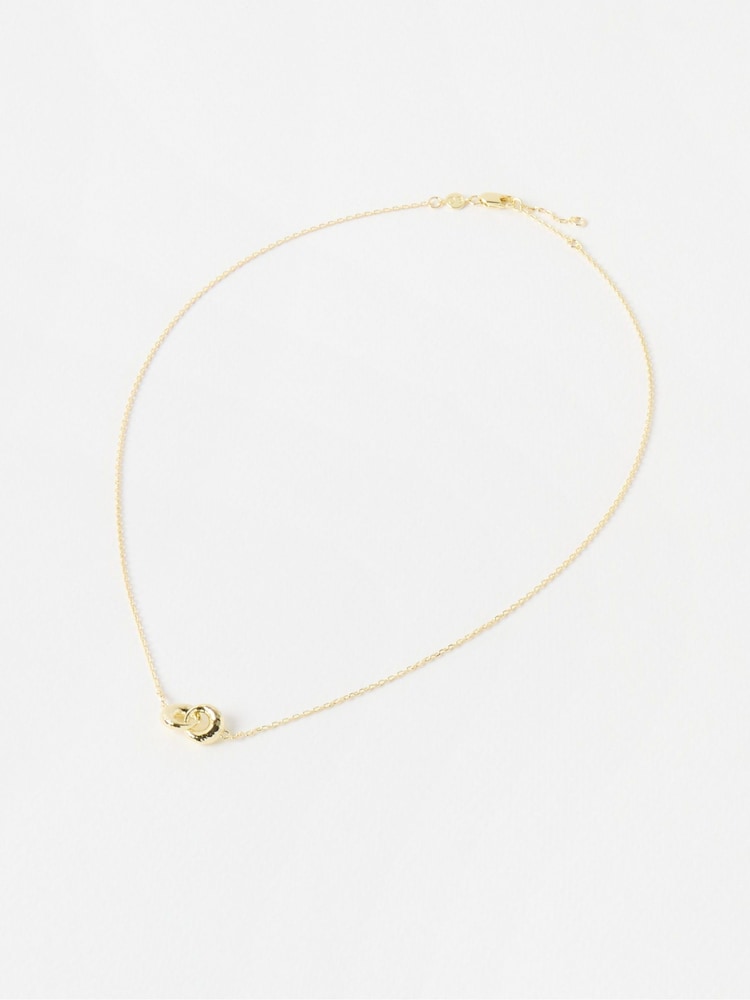 Oliver Bonas Gold Tone Sade Hammered Loop Pendant Necklace - Image 2 of 3