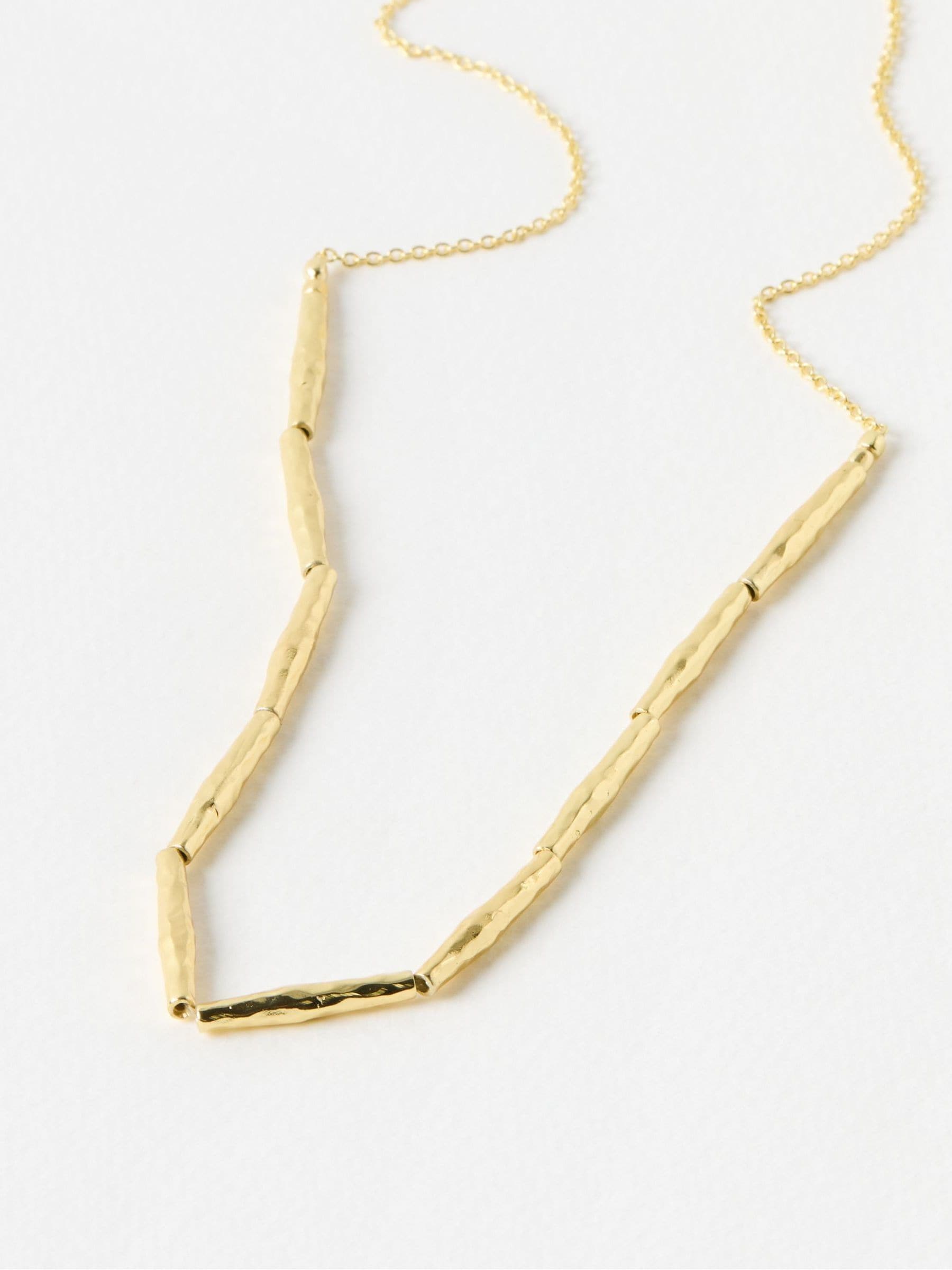 Oliver Bonas Gold Tone Sofia Textured Bead Chain Necklace