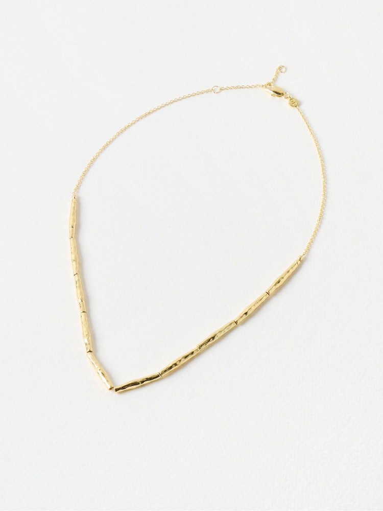 Oliver Bonas Gold Tone Sofia Textured Bead Chain Necklace - Image 2 of 3