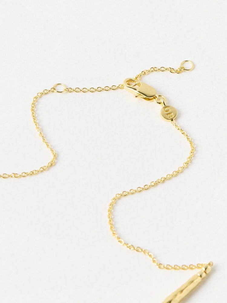 Oliver Bonas Gold Tone Sofia Textured Bead Chain Necklace - Image 3 of 3 Oliver Bonas Gold Tone Sofia Textured Bead Chain Necklace - Image 3 of 3
