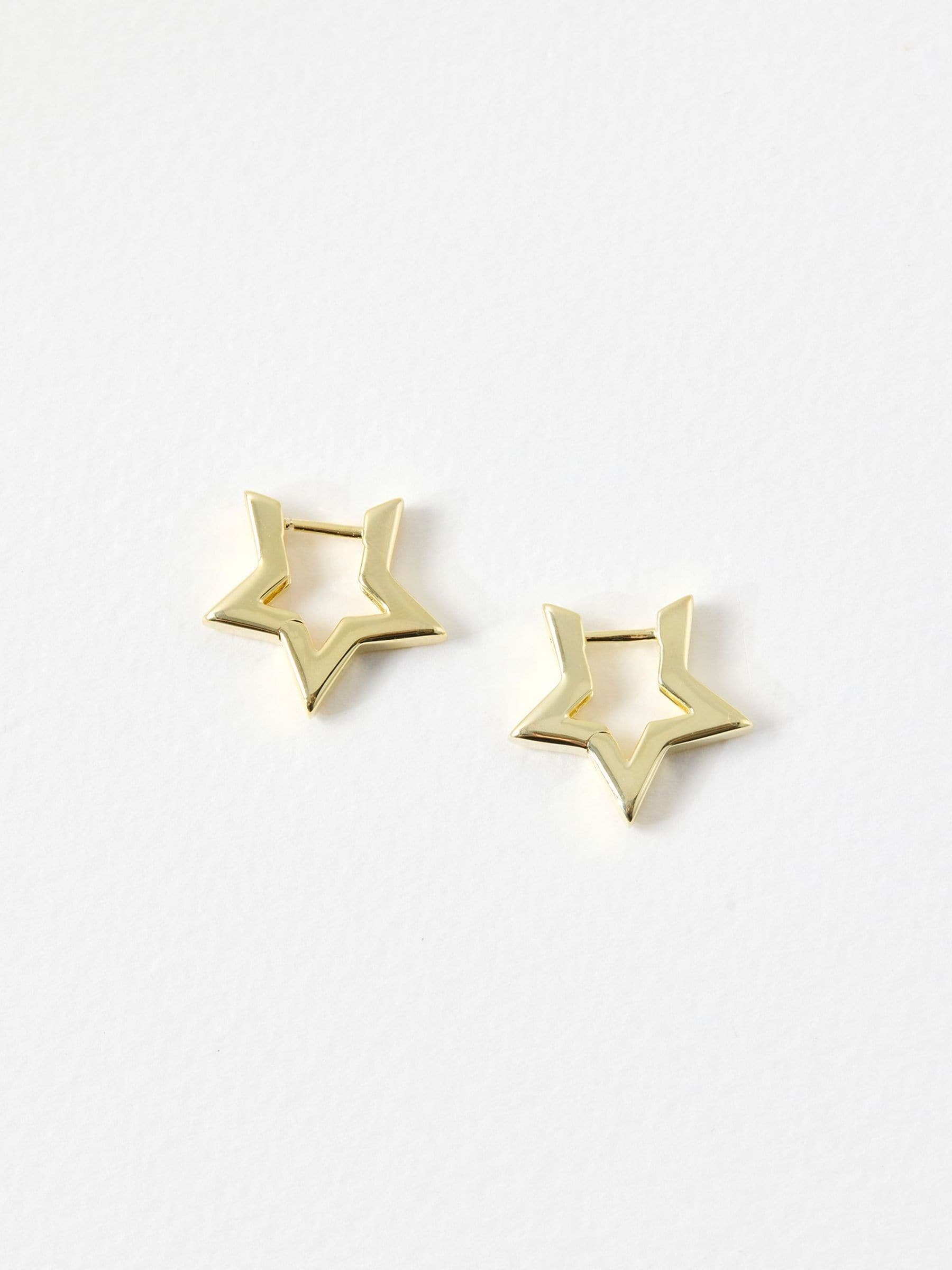 Oliver Bonas Gold Tone Star Outline Hoop Earrings