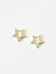 Oliver Bonas Gold Tone Star Outline Hoop Earrings - Image 1 of 3