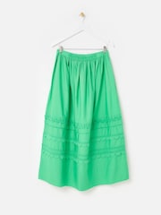 Oliver Bonas Green Scalloped Poplin Midi Skirt - Image 2 of 5