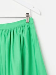 Oliver Bonas Green Scalloped Poplin Midi Skirt - Image 4 of 5