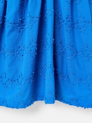 Oliver Bonas Cobalt 3D Floral Print Broderie Puff Sleeve Mini Dress - صورة 4 من 5