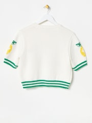 Oliver Bonas White Lemon Embroidered Short Sleeve Cardigan - Image 2 of 5