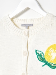 Oliver Bonas White Lemon Embroidered Short Sleeve Cardigan - Image 4 of 5