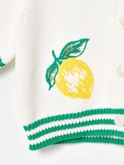 Oliver Bonas White Lemon Embroidered Short Sleeve Cardigan - Image 5 of 5
