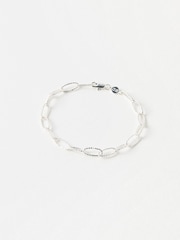 Oliver Bonas Silver Tone Poppy Textured Paperclip Chain Bracelet - Image 1 of 3