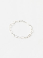 Oliver Bonas Silver Tone Poppy Textured Paperclip Chain Bracelet - Image 2 of 3
