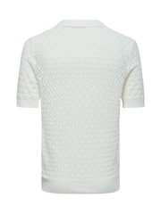 Only & Sons White Knitted Polo Top - Image 2 of 2