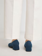 JD Williams Blue Wide Fit Heavenly Soles Low Block Heels Court Shoes - Image 2 of 4