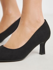 Heavenly Soles By JD Williams Black Wide Fit Pointed Toe Kitten Heel Shoes - Image 3 of 4