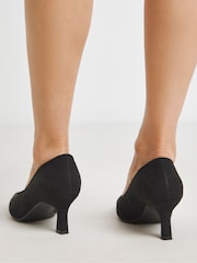 Heavenly Soles By JD Williams Black Extra Wide Fit Pointed Toe Kitten Heel Shoes - Image 2 of 4