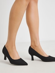 Heavenly Soles By JD Williams Black Extra Wide Fit Pointed Toe Kitten Heel Shoes - Image 4 of 4