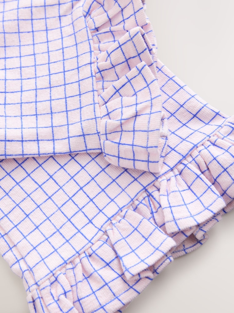 Pink/Blue Check Wide Leg Frill Trousers (3mths-7yrs) - Image 4 of 4