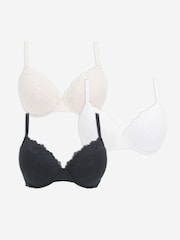 Simply Be Black Harper Lace Padded Plunge Bras 3 Pack - Image 1 of 5