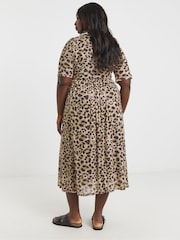 Simply Be Animal Short Sleeve Mesh Midi Dress - Image 2 of 4