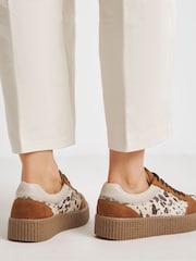 Simply Be Brown Cow Print Chunky Lace Up Trainers - Image 2 of 4