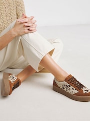 Simply Be Brown Cow Print Chunky Lace Up Trainers - Image 4 of 4