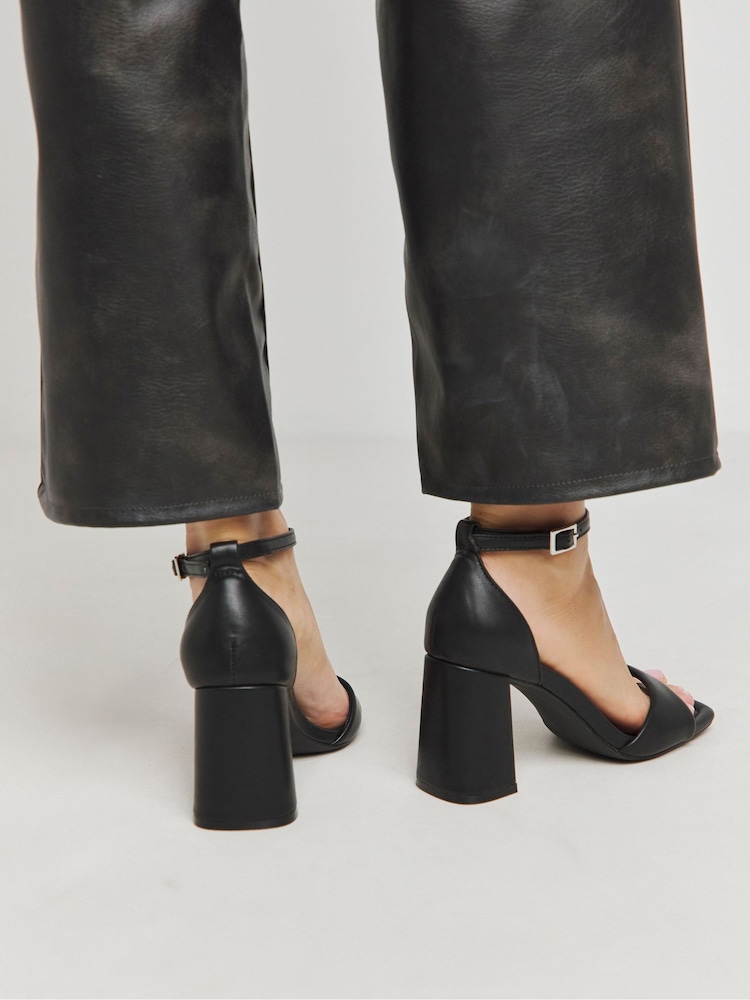 Simply Be Black Extra Wide Fit Barely There Block Heel Sandals - Image 2 of 4 Simply Be Black Extra Wide Fit Barely There Block Heel Sandals - Image 2 of 4
