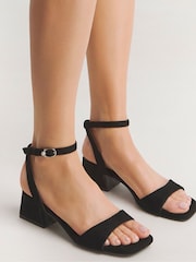 Simply Be Black Barely There On Low Block Heel Sandals - Image 1 of 4