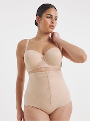 Simply Be Pink Magisculpt Ella Lace Waist Nipper Firm Control Briefs - Image 1 of 4