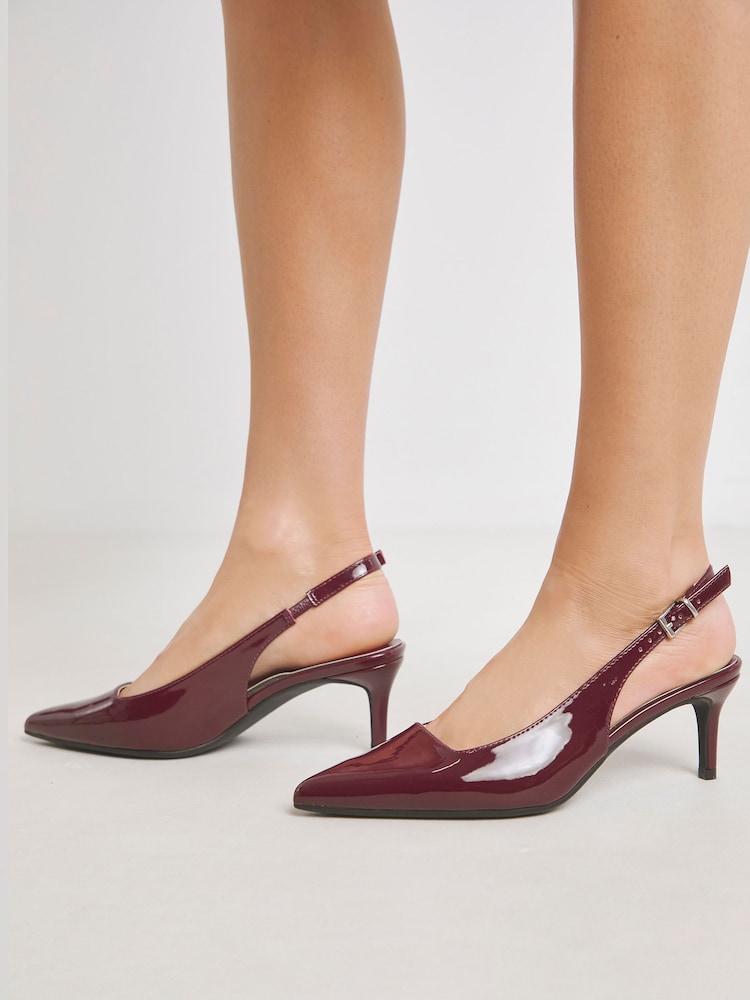 Simply Be Red Wide Fit Kitten Heels Slingback Shoes - Image 4 of 4