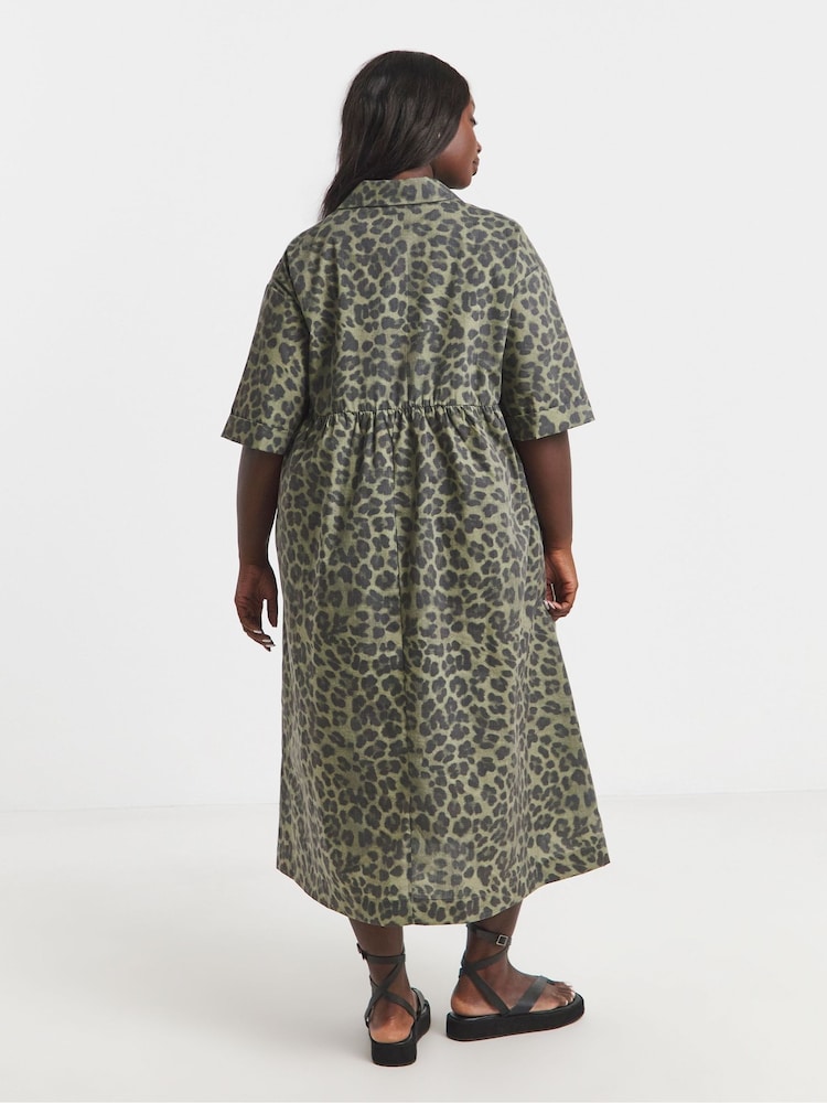Simply Be Animal Leopard Print Shirt Dress With Pockets - Image 2 of 4