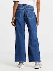 Simply Be Blue Pleat Detail Wide Leg Jeans - Image 2 of 4