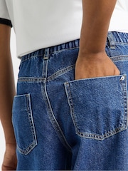 Simply Be Blue Pleat Detail Wide Leg Jeans - Image 3 of 4
