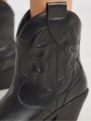 Negro - Simply Be Embroidered Ankle Western Boots - Imagen 3 de 4